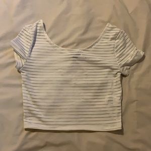 White crop top shirt see through lines